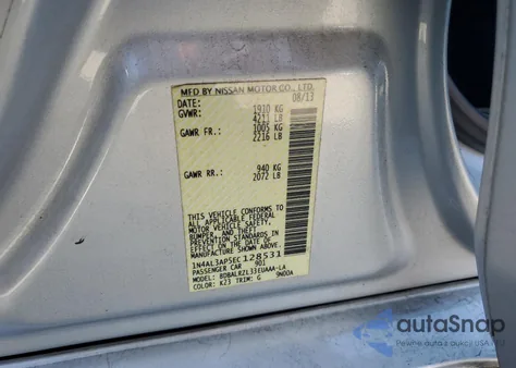 2014 Nissan Altima 2.5 z USA, uszkodzony, nr VIN 1N4AL3AP5EC128531